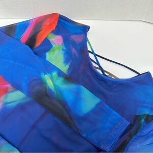 Zara NWT Multicolored Polyester Blend Dress Strappy Back Stretch size Small‎